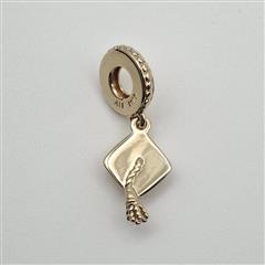 Pandora MET ALE 14K Yellow Gold Plated Graduation Cap Dangle Charm 761892C00